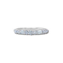 18K White Gold Diamond and Baguette Band	