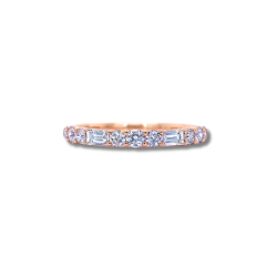 18K Rose Gold Diamond and Baguette Band 
