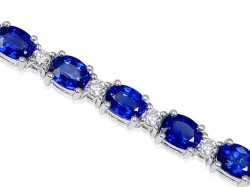 18K White Gold Sapphire and Diamond Link Bracelet