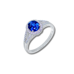 Sapphire Halo Diamond Ring 