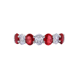 18K White Gold Ruby and Diamond Oval Band