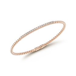14K Rose Gold Diamond Flexible Bangle Bracelet
