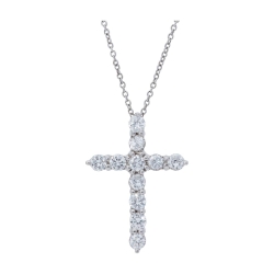 14K White Diamond Cross Pendant