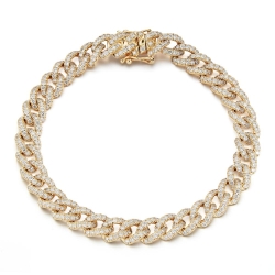 14K Yellow Gold Diamond Crub Link Bracelet