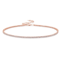 14K Rose Gold Diamond Choker Tennis Necklace