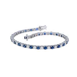 14K White Gold Sapphire and Diamond Tennis Bracelet
