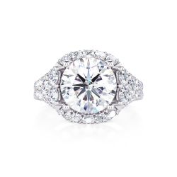 14K White Gold Round Pave Diamond Engagement Ring 