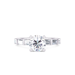 14K White Gold Baguette Diamond Engagement Ring
