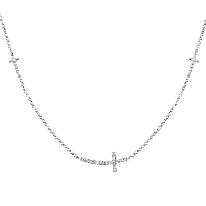 White gold hot sale sideways cross necklace