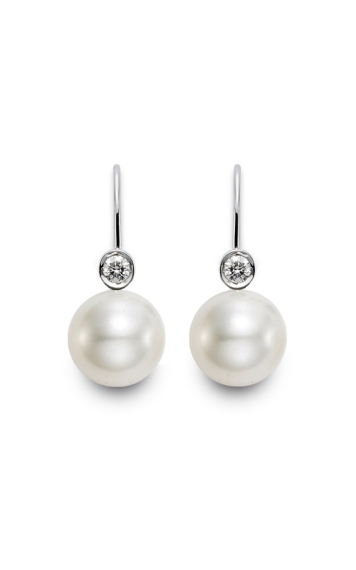 14K White Gold Cultured Pearl And Diamond Earrings