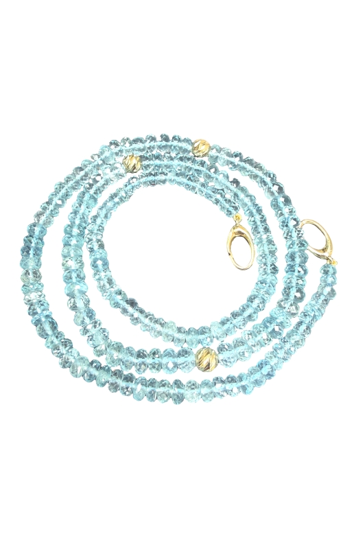18K Yellow Gold Aquamarine Beaded Necklace