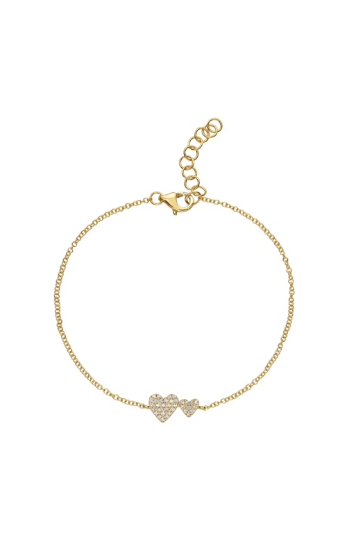 14K Yellow Gold Diamond Double Heart Chain Bracelet