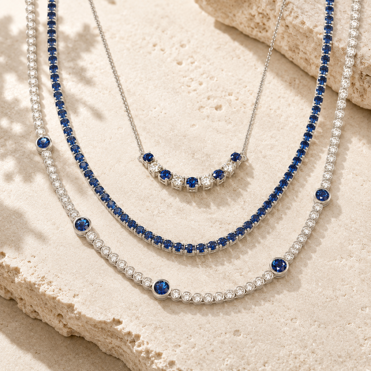 White Gold Sapphire Necklaces.