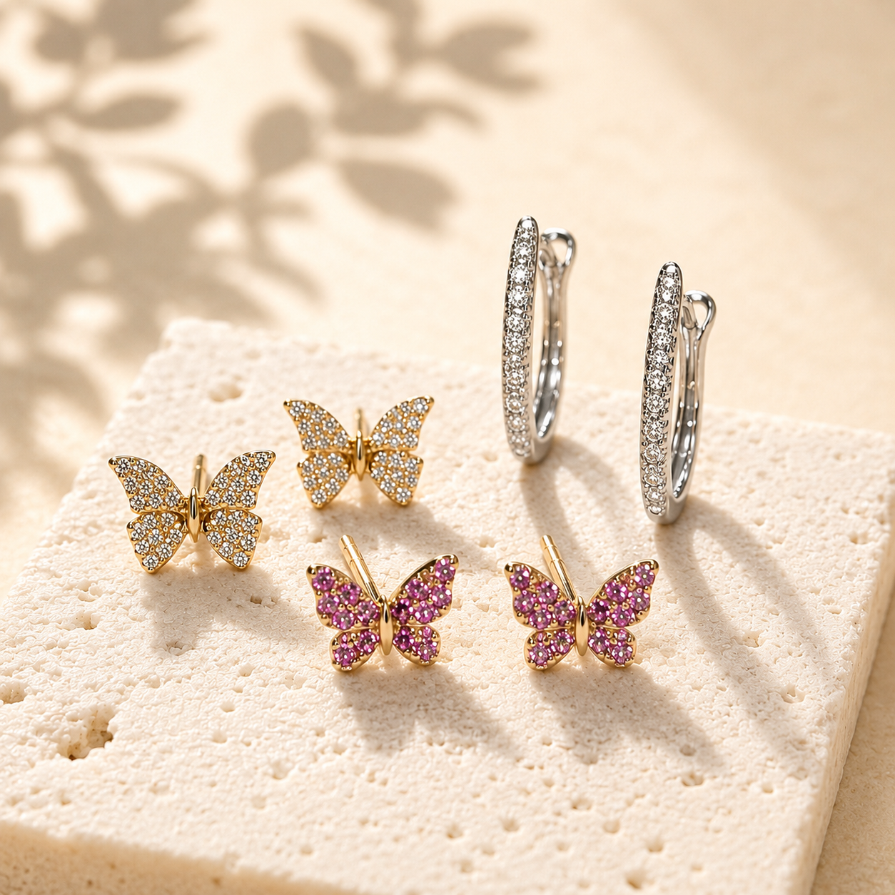 Shy Creation Butterfly and Hoop Earrings.
