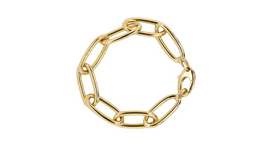 a yellow gold chain bracelet with large, oval chain links