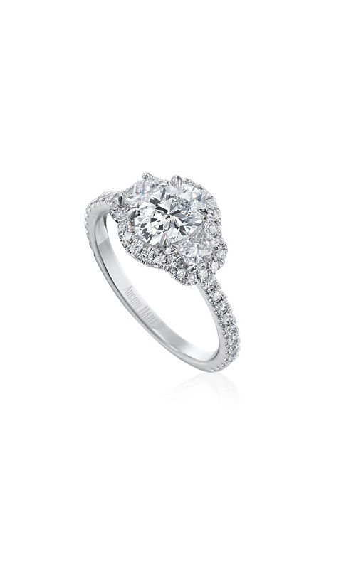 A white gold three stone engagement ring