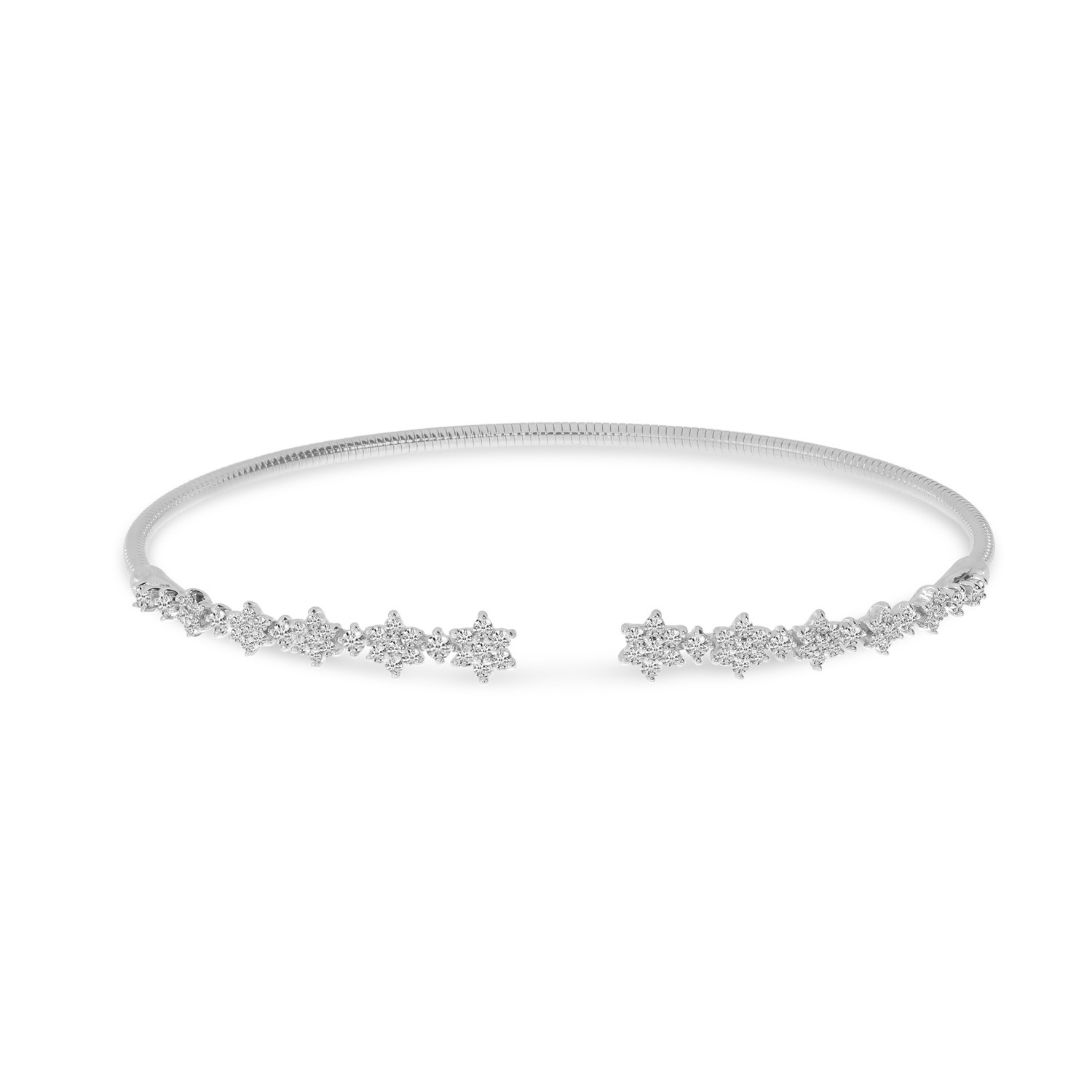 A white gold open diamond bangle