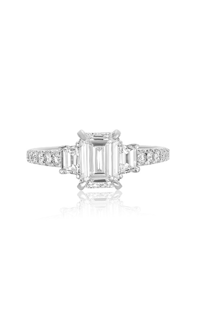 A stunning emerald cut diamond three stone engagement ring.