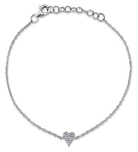 Shy Creation Diamond Pave Heart Bracelet