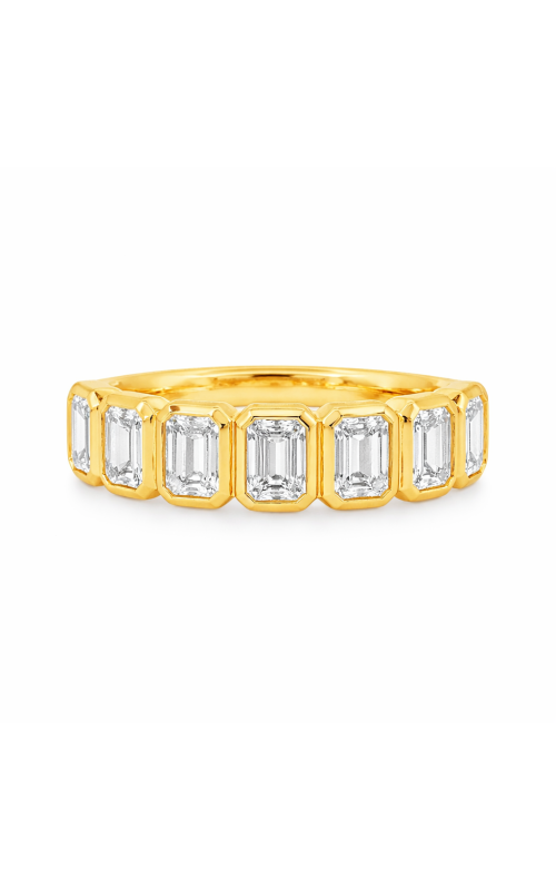 18K Yellow Gold 7 Emerald Cut Diamond Ring