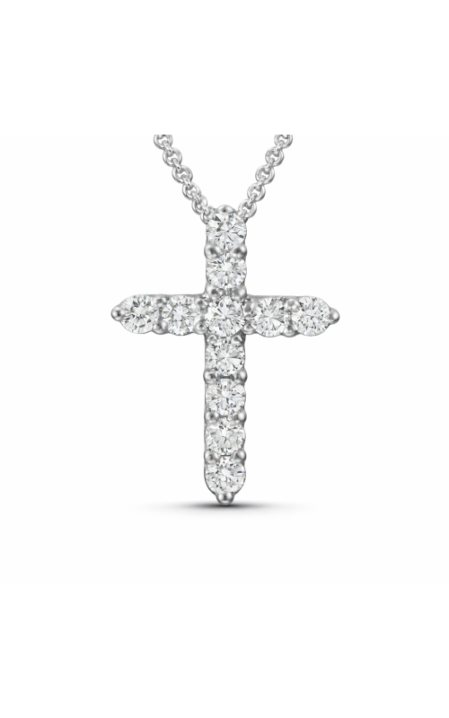 14K White Gold Diamond Cross Pendant