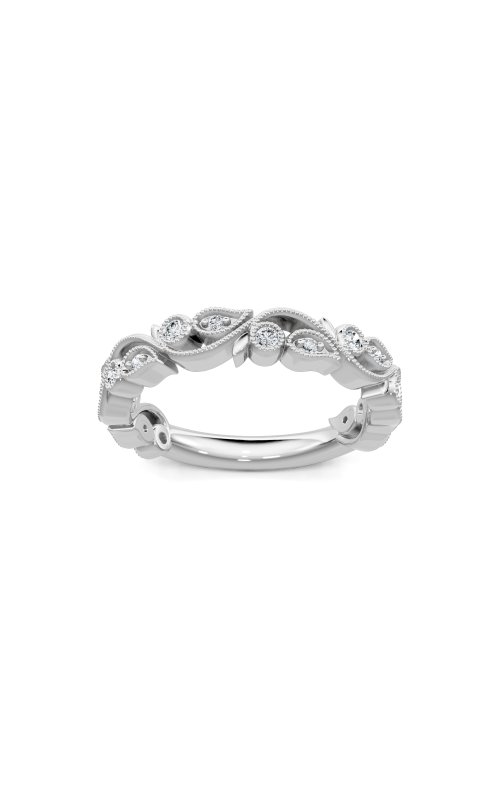 14K White Gold Floral Milgrain Band