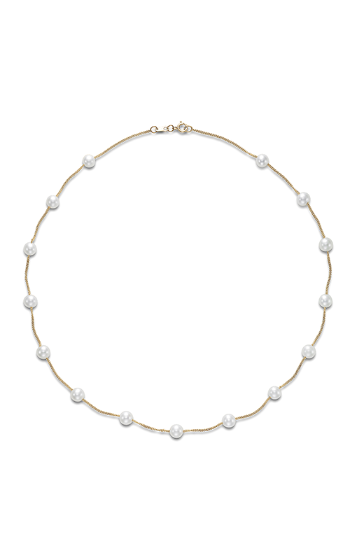 14K Yellow Gold Pearl Necklace, 17