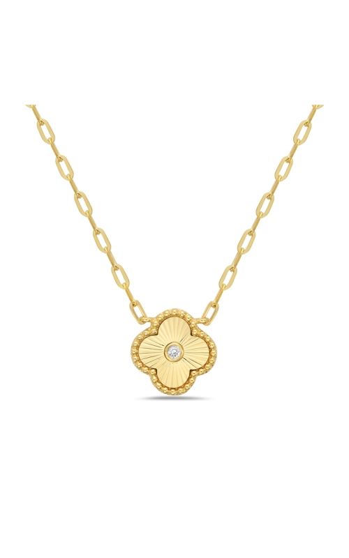 14K Yellow Gold Fluted Colver Diamond Station Necklace
