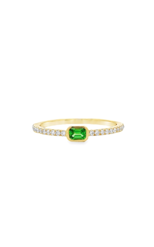 14K Yellow Gold Tsavorite Diamond Band