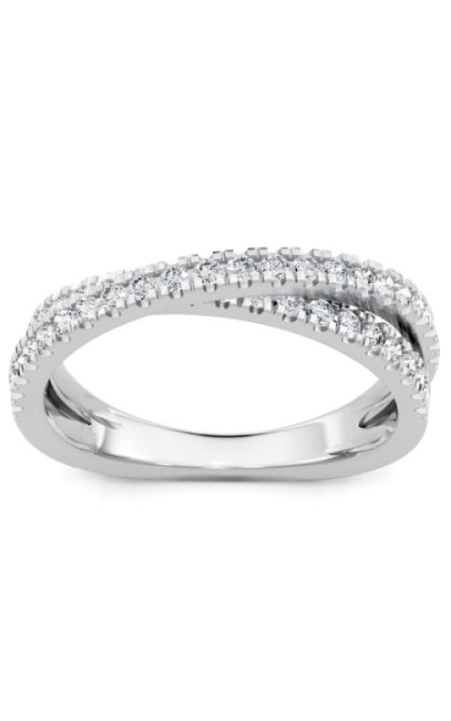 14K White Gold Diamond Crossover Band