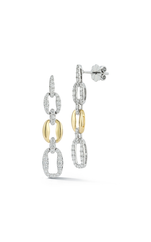 14K Two Tone Gold Link Diamond Earrings