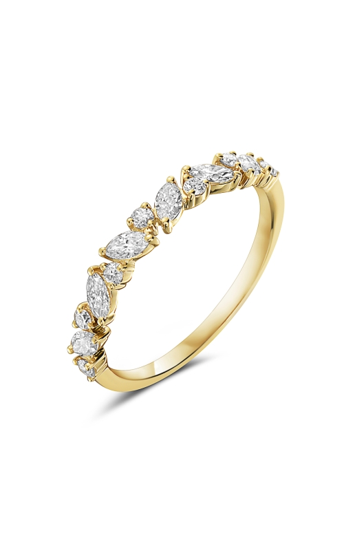 14K Yellow Gold Round And Marquise Diamond Wedding Band