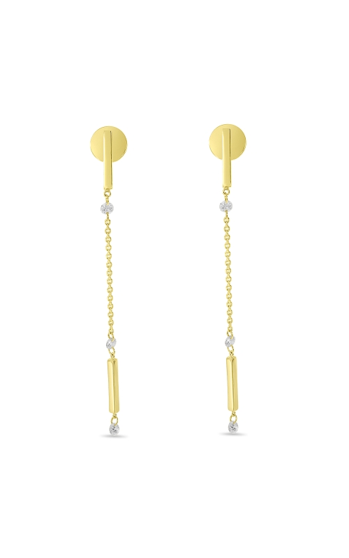 14K Yellow Gold Diamond Chain Drop Earrings