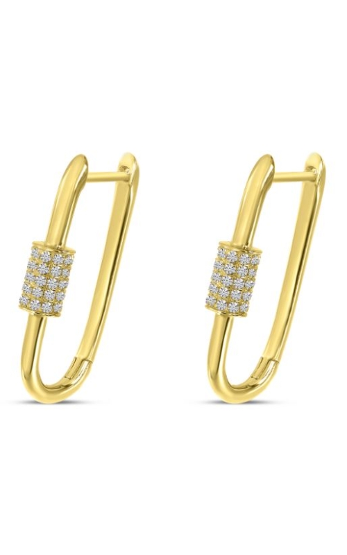 14K Yellow Gold Paperclip Diamond Hoop