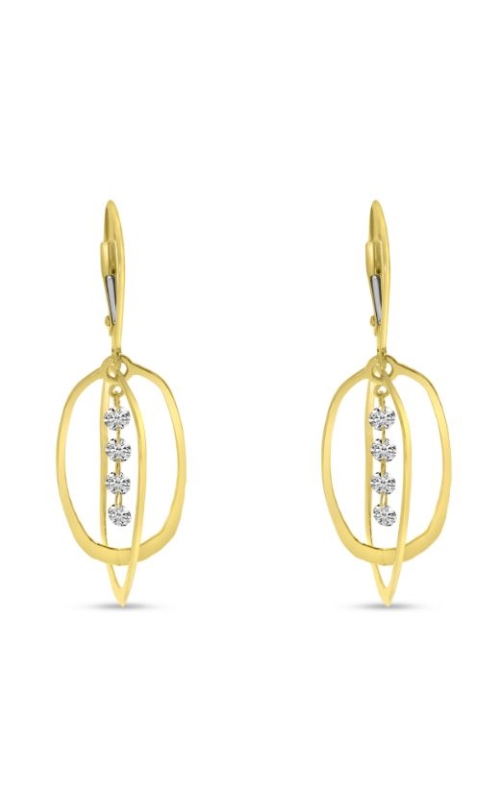 14K Yellow Gold Dashing Diamond Oval Drop Earring