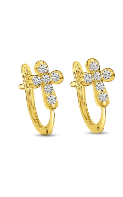 14K Yellow Gold Diamond Cross Huggies