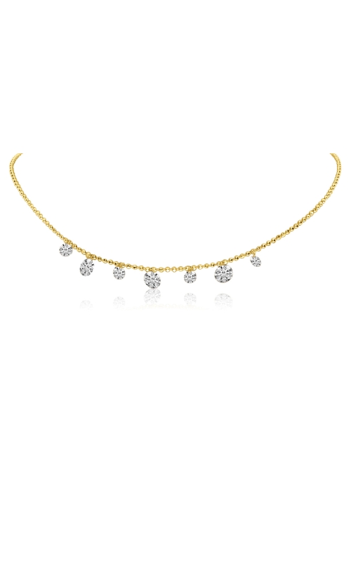 14K Yellow Gold Dashing Diamond 7 stone Diamond By the Yard Necklace