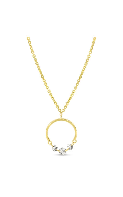 14K Yellow Gold Dashing Diamond Half Circle Necklace