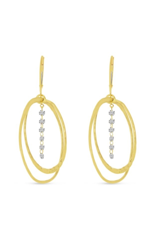 14K Yellow Gold Dashing Diamond Open Drop Earrings