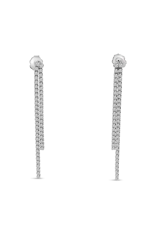 14K White Gold Diamond 2 Strand Drop Earrings