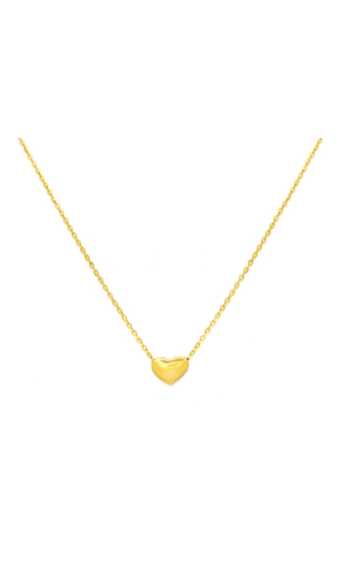 14K Yellow Gold Puff Heart Necklace