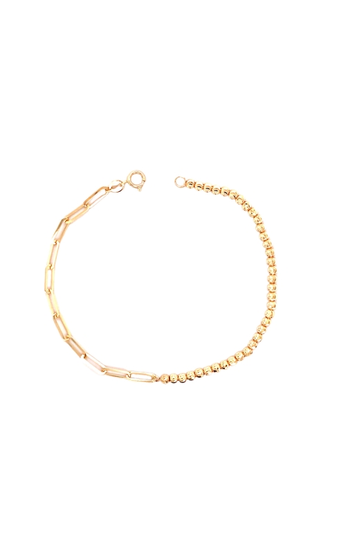 14K Yellow Gold Bead and Paperclip Bracelet