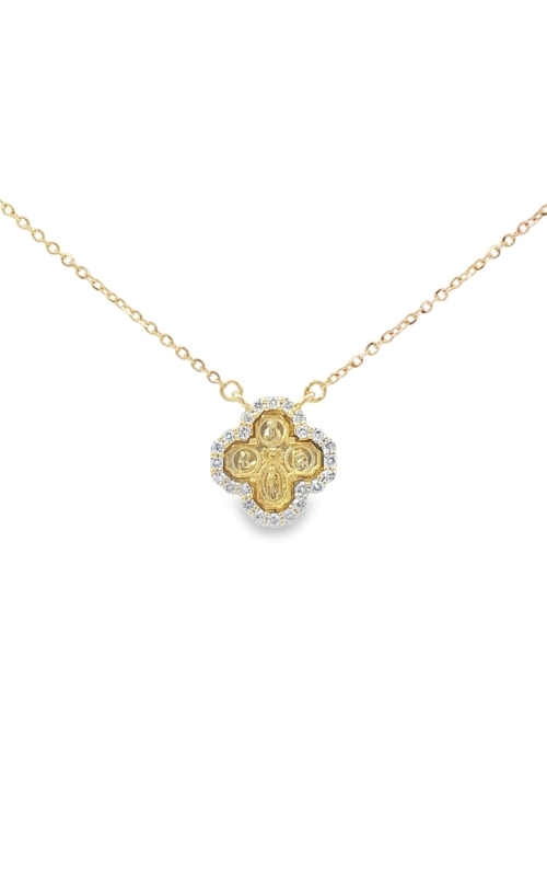 14K Yellow Gold Diamond four Way Cross Necklace
