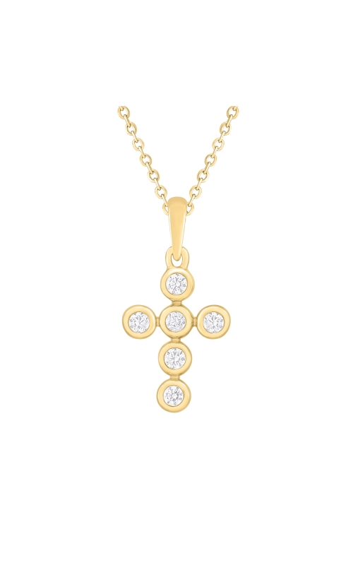 14K Yellow Gold Bezel Diamond Cross Necklace