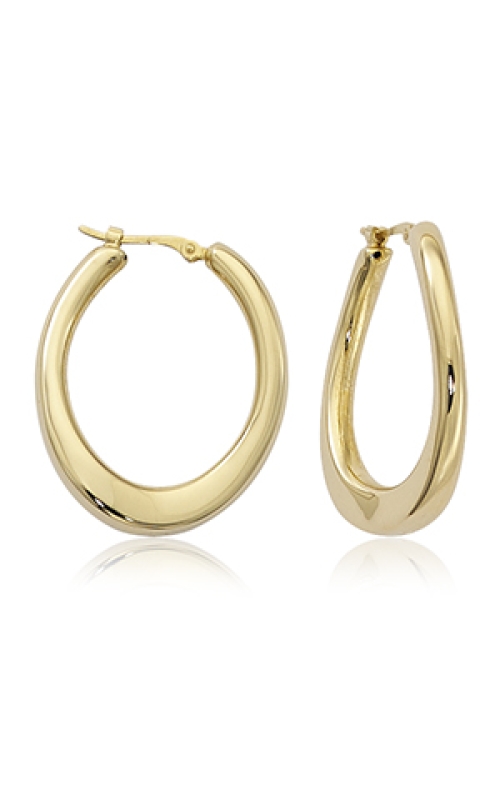 14K Yellow Gold Wavy Oval Hoops