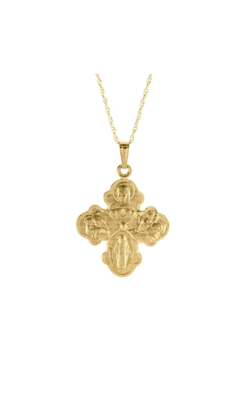 14K Yellow Gold 4 Way Religious Medal, 15