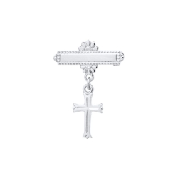 Sterling Silver Baby Bar Pin With Cross Drop