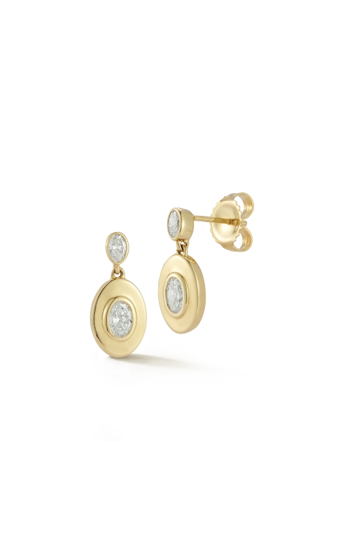 14K Yellow Gold Oval Diamond Drop Earrings