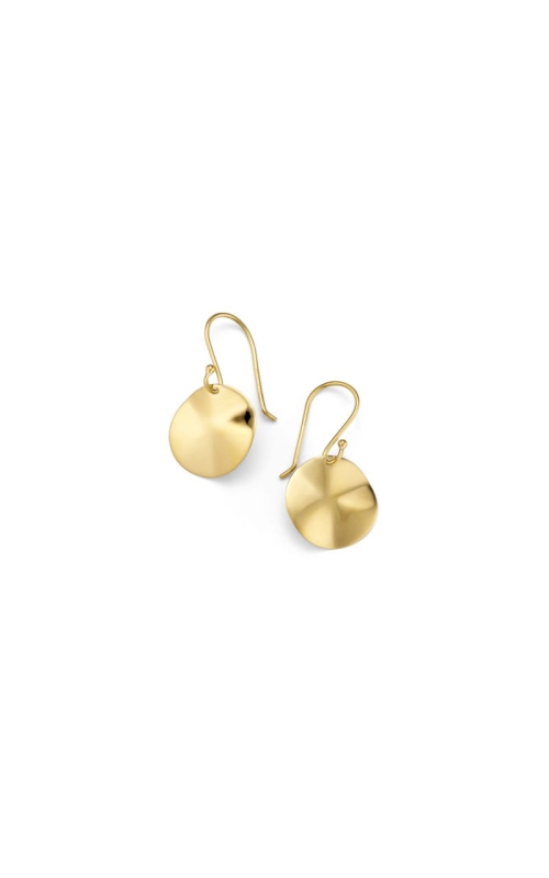 Mini Wavy Disc Drop Earrings in 18K Gold