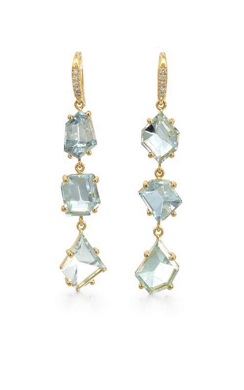 18K Yellow Gold Mirrorcut Aquamarine And Diamond Drop Earrings